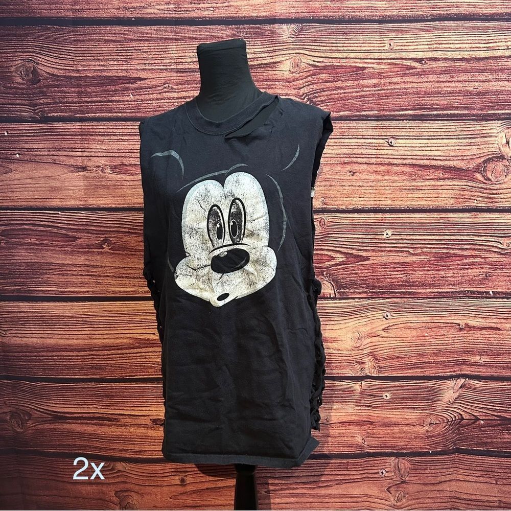 Disney Mickey Mouse Women's Black X Large Shirt Top Blouse Custom Braided Side